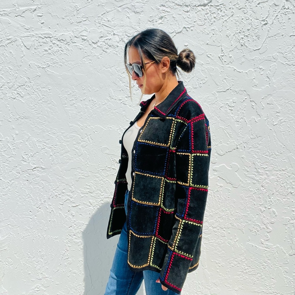 Vintage S.M.H. Boutique Patchwork Leather Jacket — Whipstitch Boho Western Look